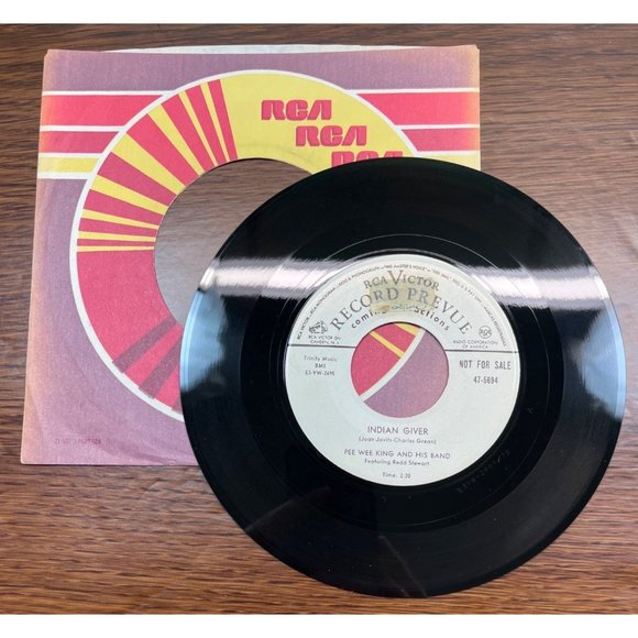 Pee Wee King Backward Turn Backward / Indian Giver 45 Country Promo RCA 47-5694 - Picture 3 of 4